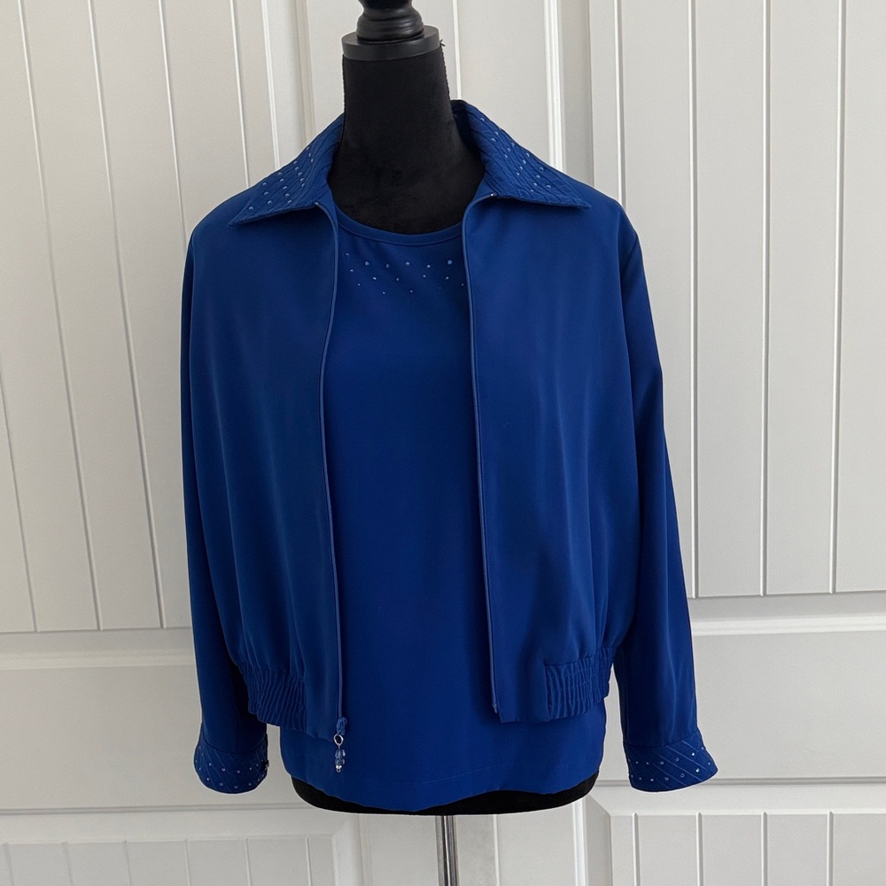 Elegant set Blue Women's Blazer and blouse